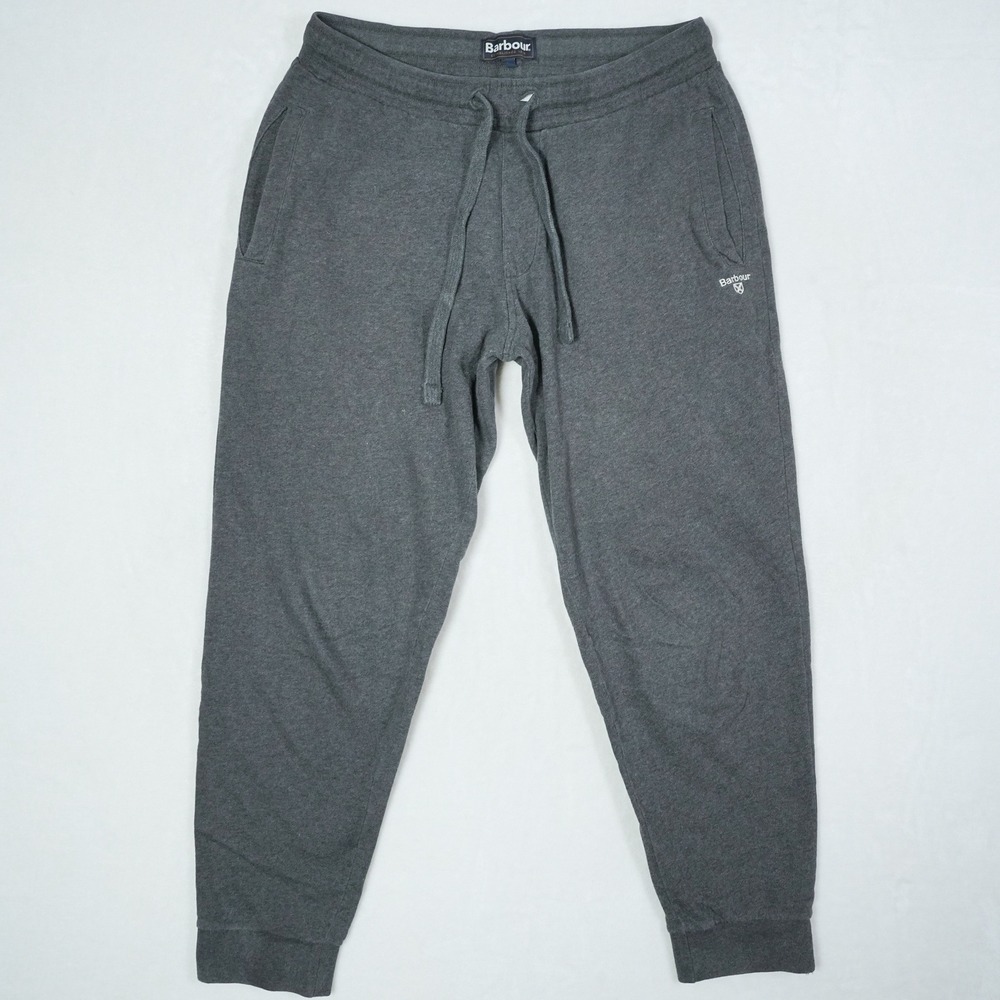 Barbour Mens Essential Joggers Charcoal Grey Cotton Sweatpants Size Large
